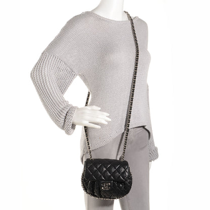 Chanel Crumpled Lambskin Mini Chain Around Messenger Black 2 of 7