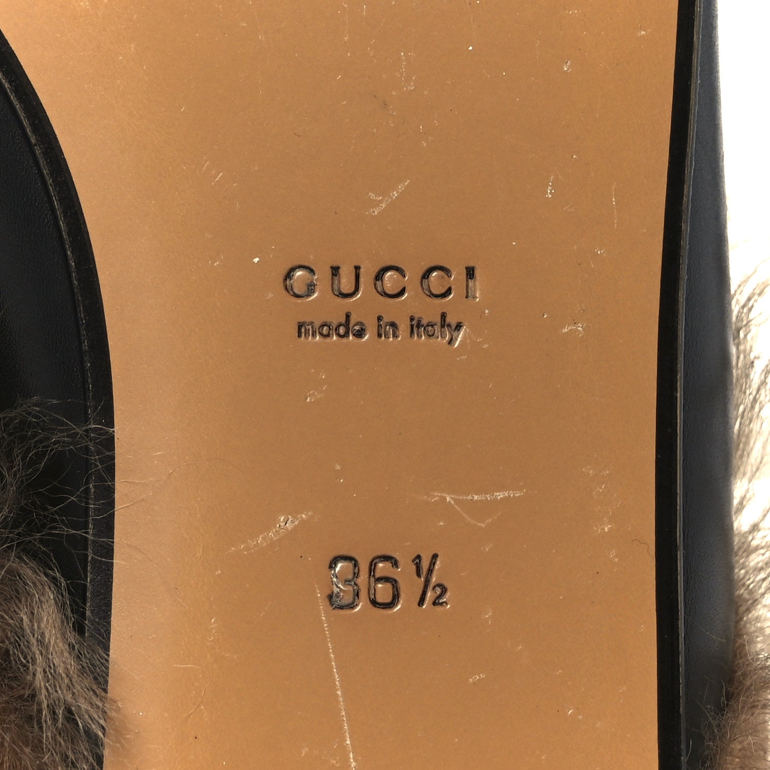 Gucci Calfskin Fur Womens Princetown Slippers 36.5 Black 8 of 9