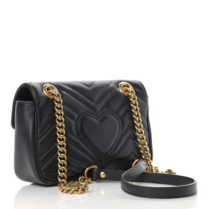 Gucci Calfskin Matelasse Mini GG Marmont Shoulder Bag Black 3 of 17