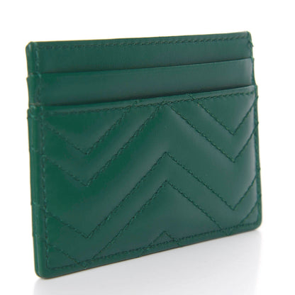 Gucci Calfskin Matelasse GG Marmont Card Holder Emerald Green 3 of 7