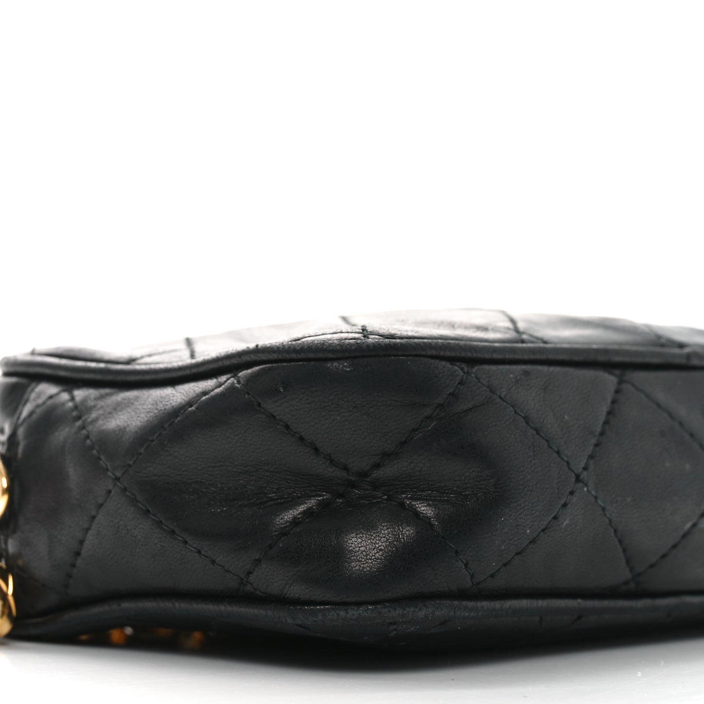Lambskin Quilted Tassel Camera Case Black