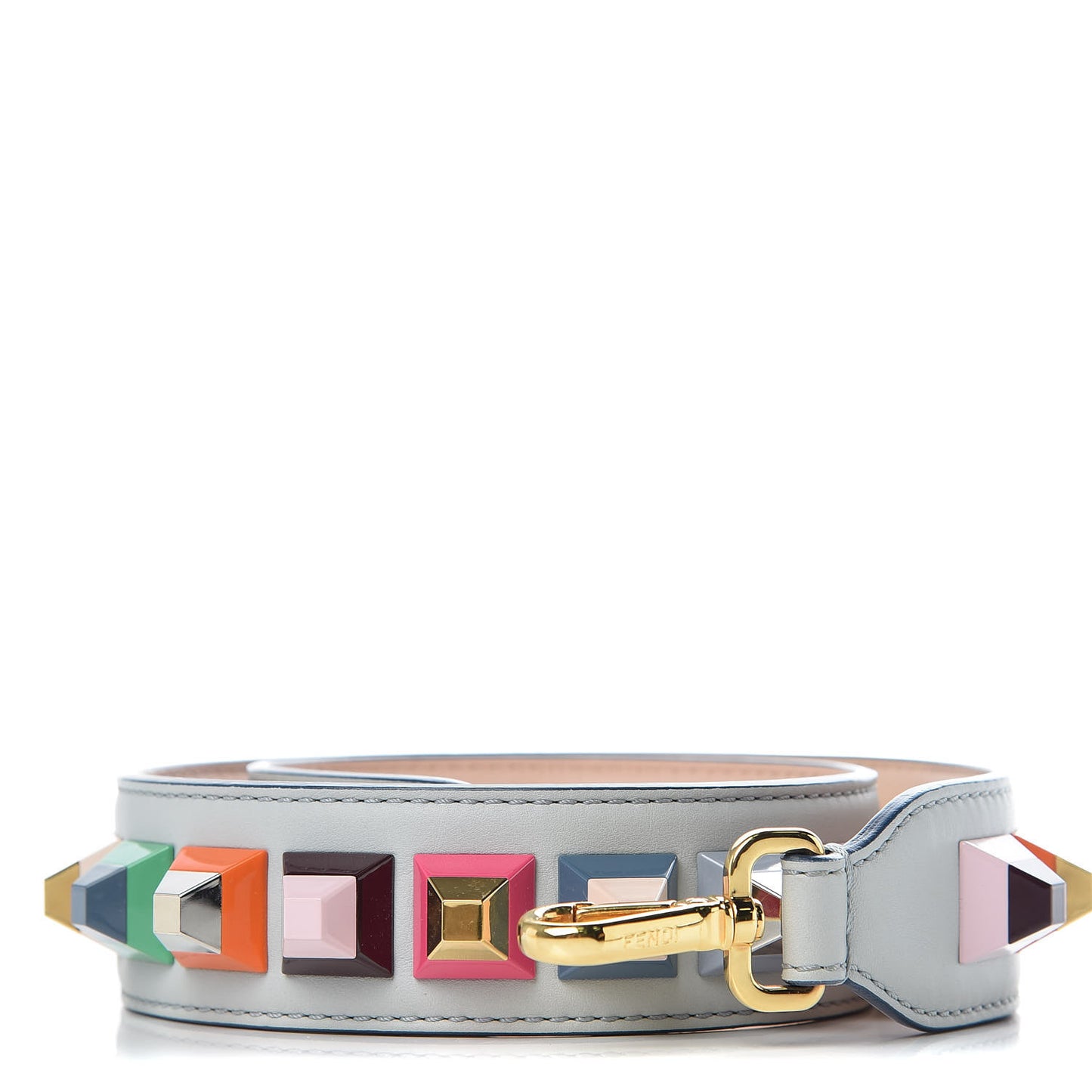 Vitello Dolce Plexiglass Bi-Color Studded Strap You Grigio Perla Plaster Multicolor