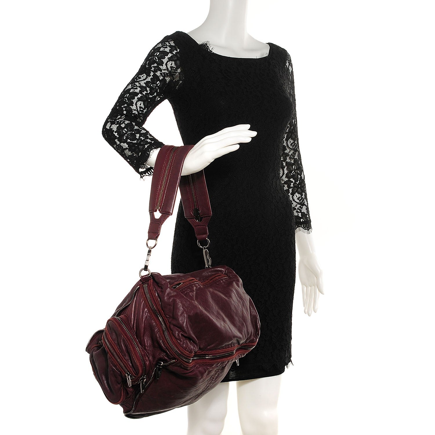 Alexander Wang Washed Lambskin Jane Shoulder Bag Burgundy 3 of 9