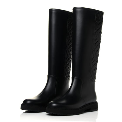 Fendi Vitello Nappa FF Embossed Tall Boots 35.5 Black 3 of 7