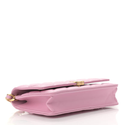 Chanel Lambskin Resin Quilted Wallet On Chain WOC Dark Pink 4 of 14
