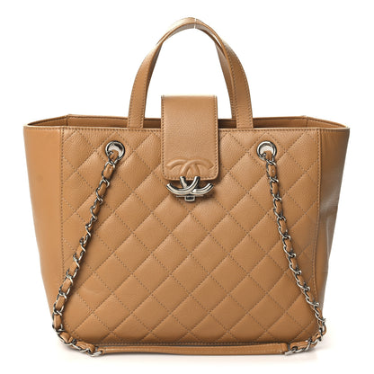 Chanel Caviar Quilted Small CC Box Shopping Tote Camel 1 of 10