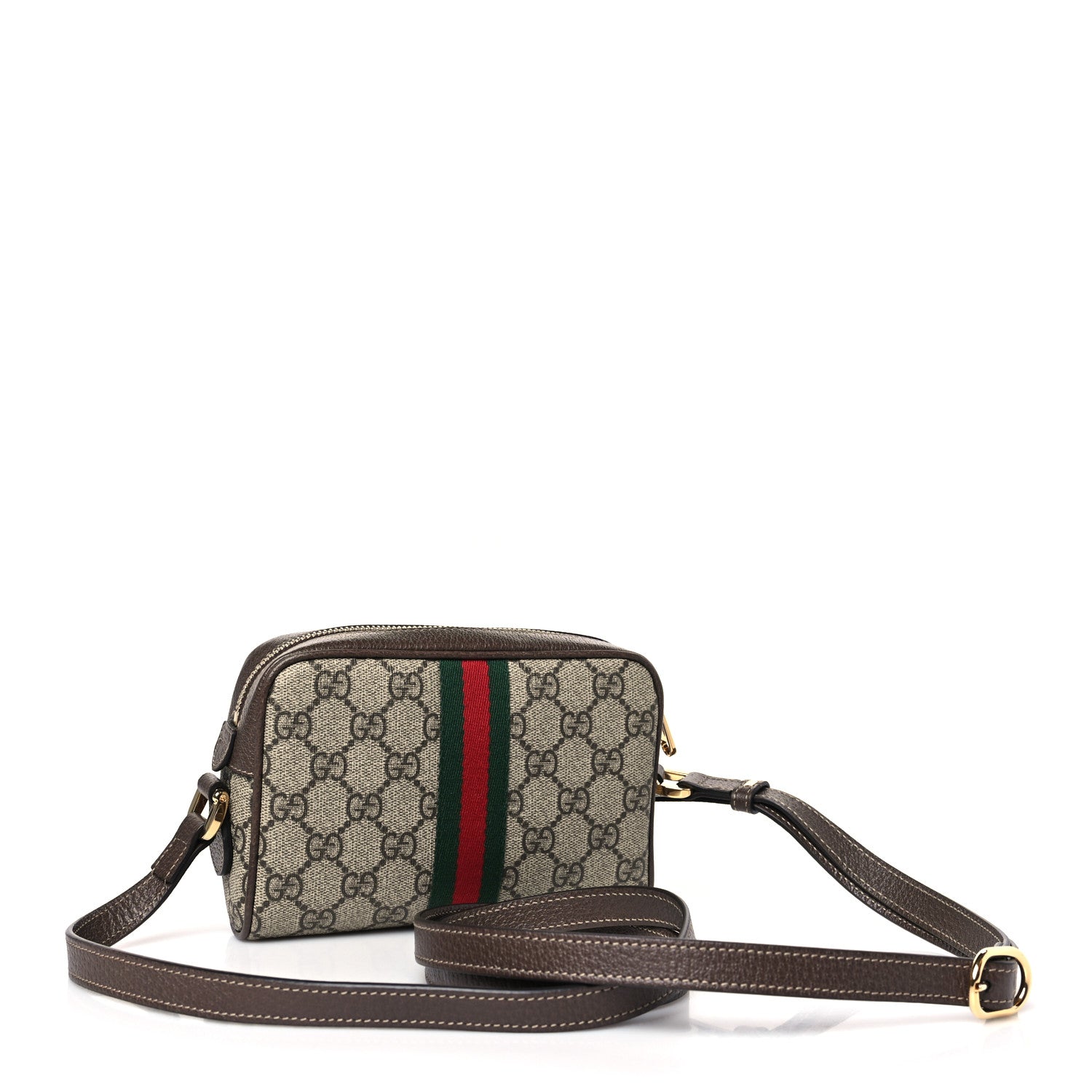 Gucci GG Supreme Monogram Web Mini Ophidia Shoulder Bag Brown 3 of 9