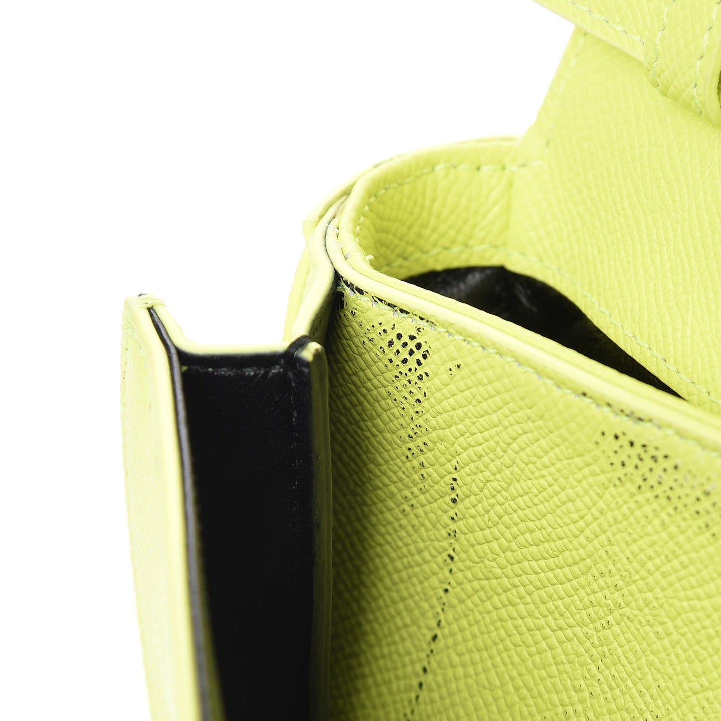 Grained Calfskin Logo Print Ville Day Bag XS Acid Green
