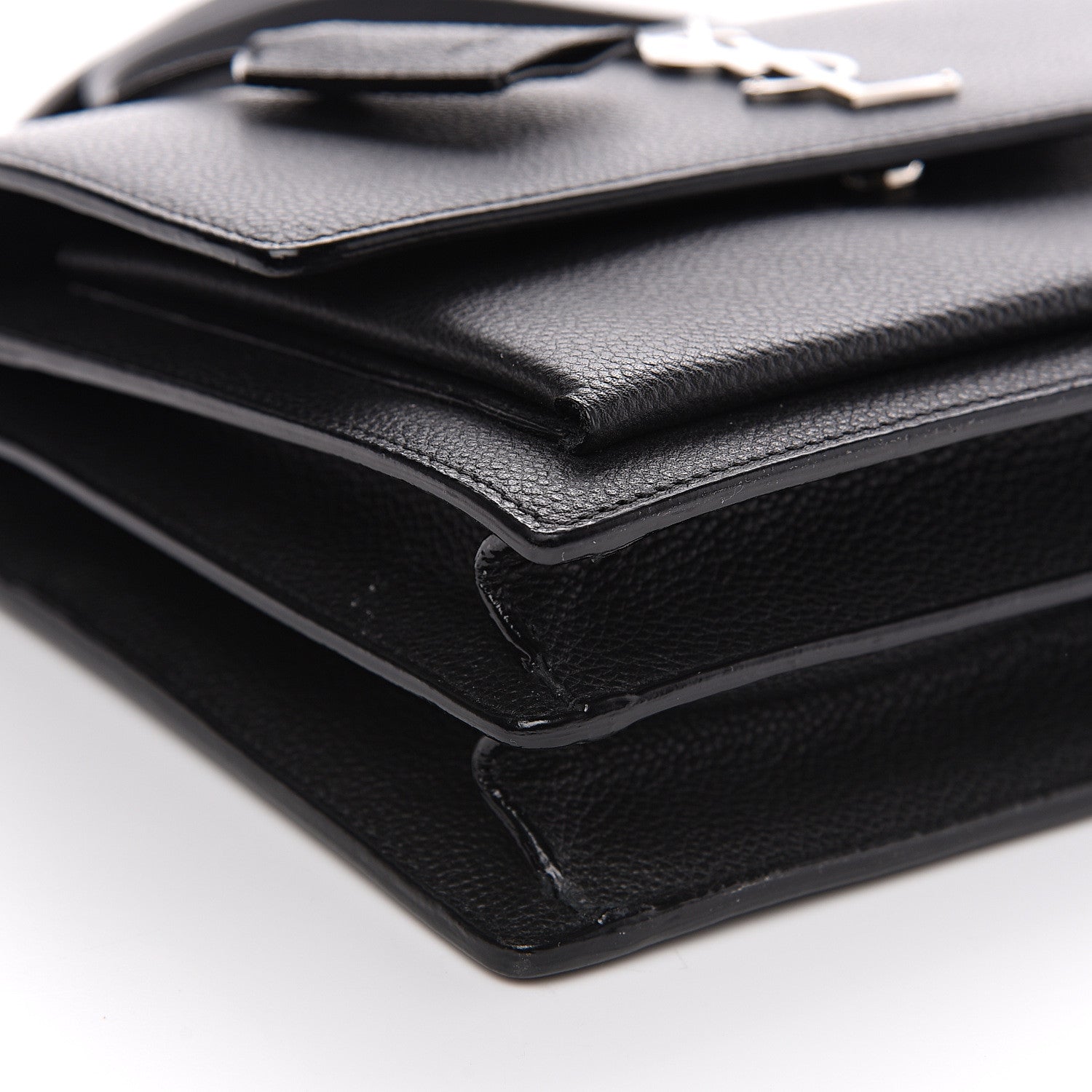 Saint Laurent Grained Calfskin Monogram Sunset Satchel Black 7 of 8