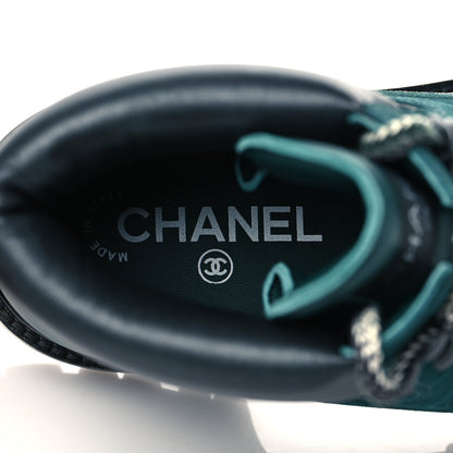 Chanel Suede Calfskin Lace Up Boots 40 Green 7 of 8