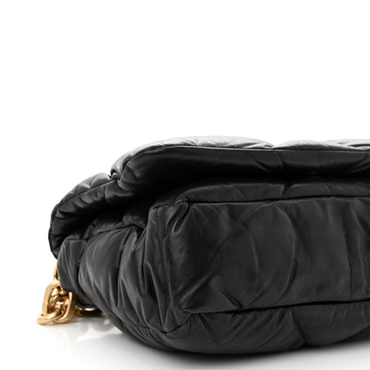 Prada Nappa Soft Padded Logo Embossed Triangle Quilted Shoulder Bag Black 8 of 10