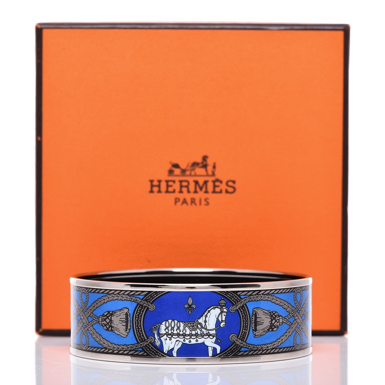 Hermes Printed Enamel Wide Grand Apparat Bracelet 65 6 of 6