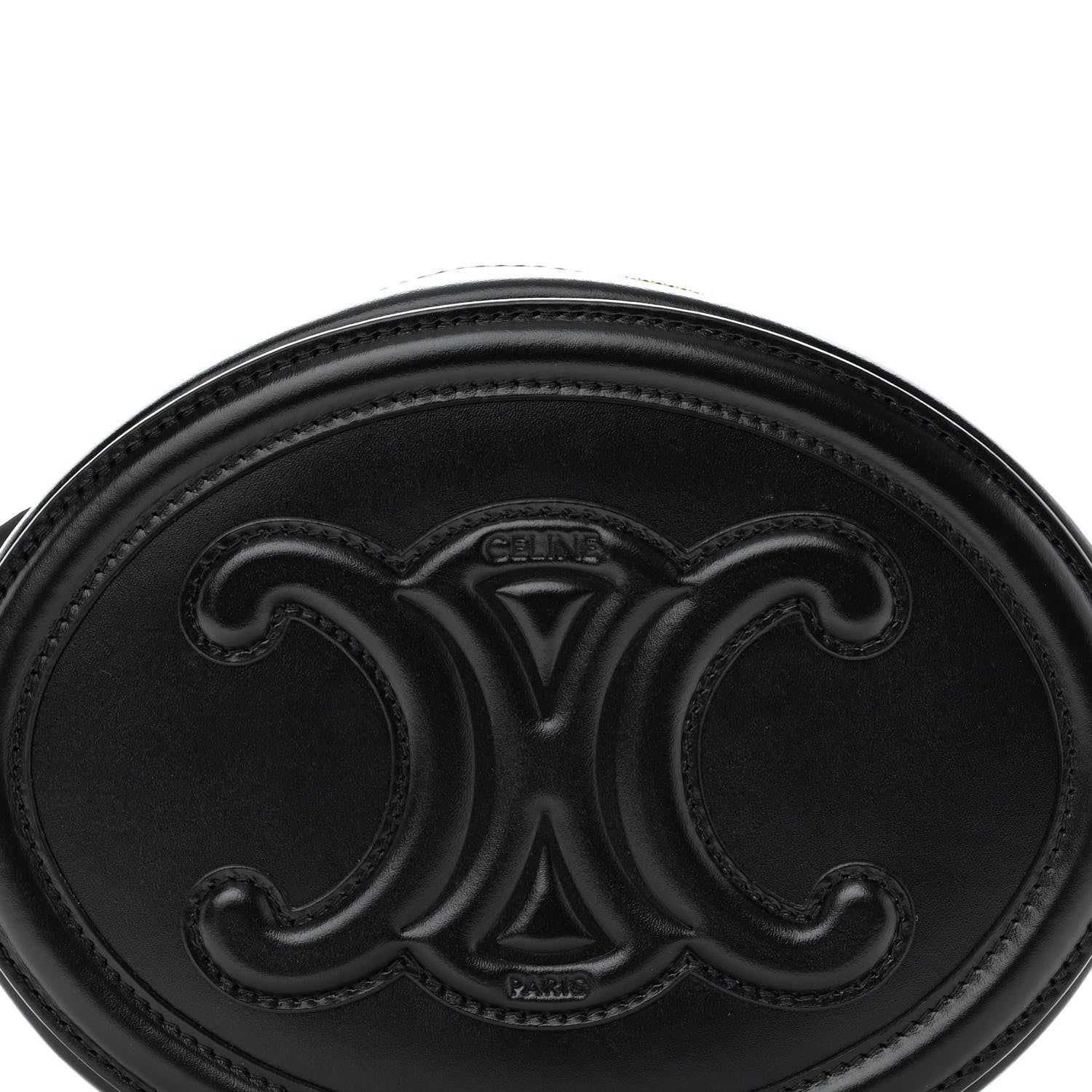 Celine Smooth Calfskin Cuir Triomphe Oval Bag Black 7 of 10