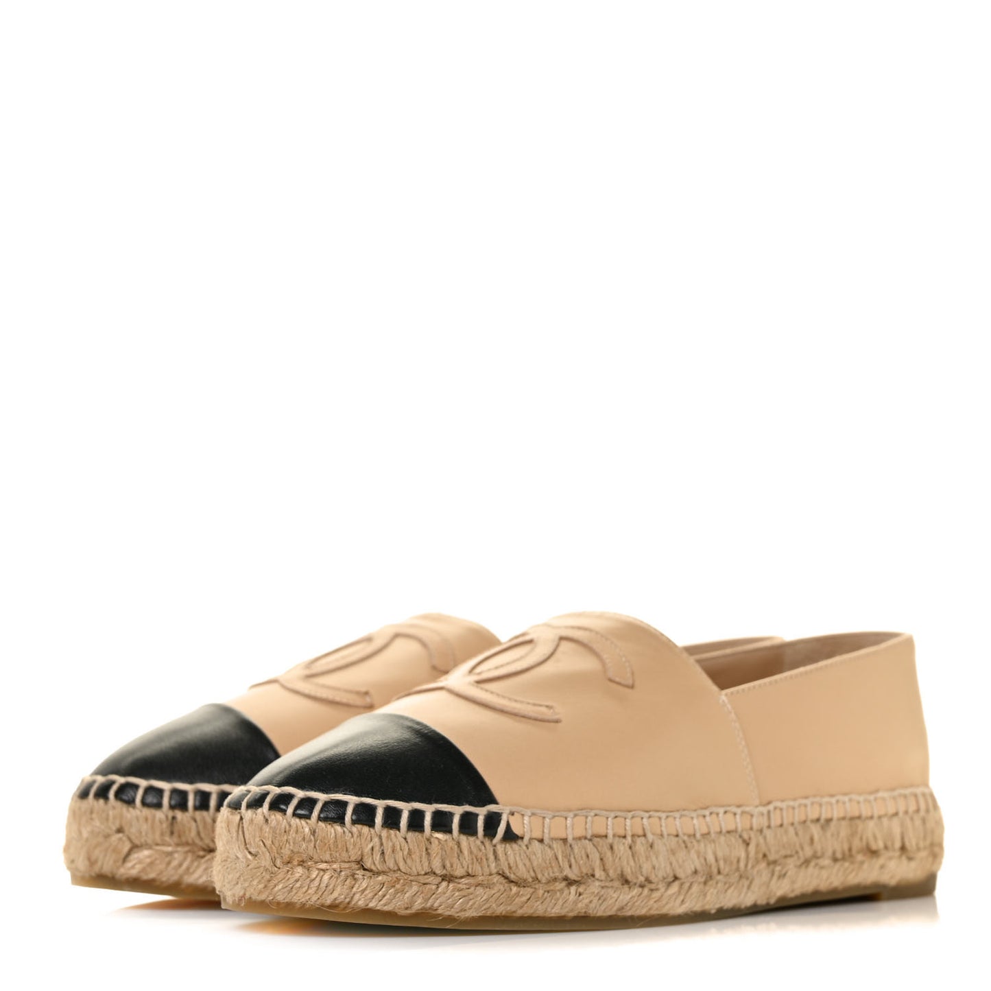Lambskin CC Espadrilles 37 Beige Black