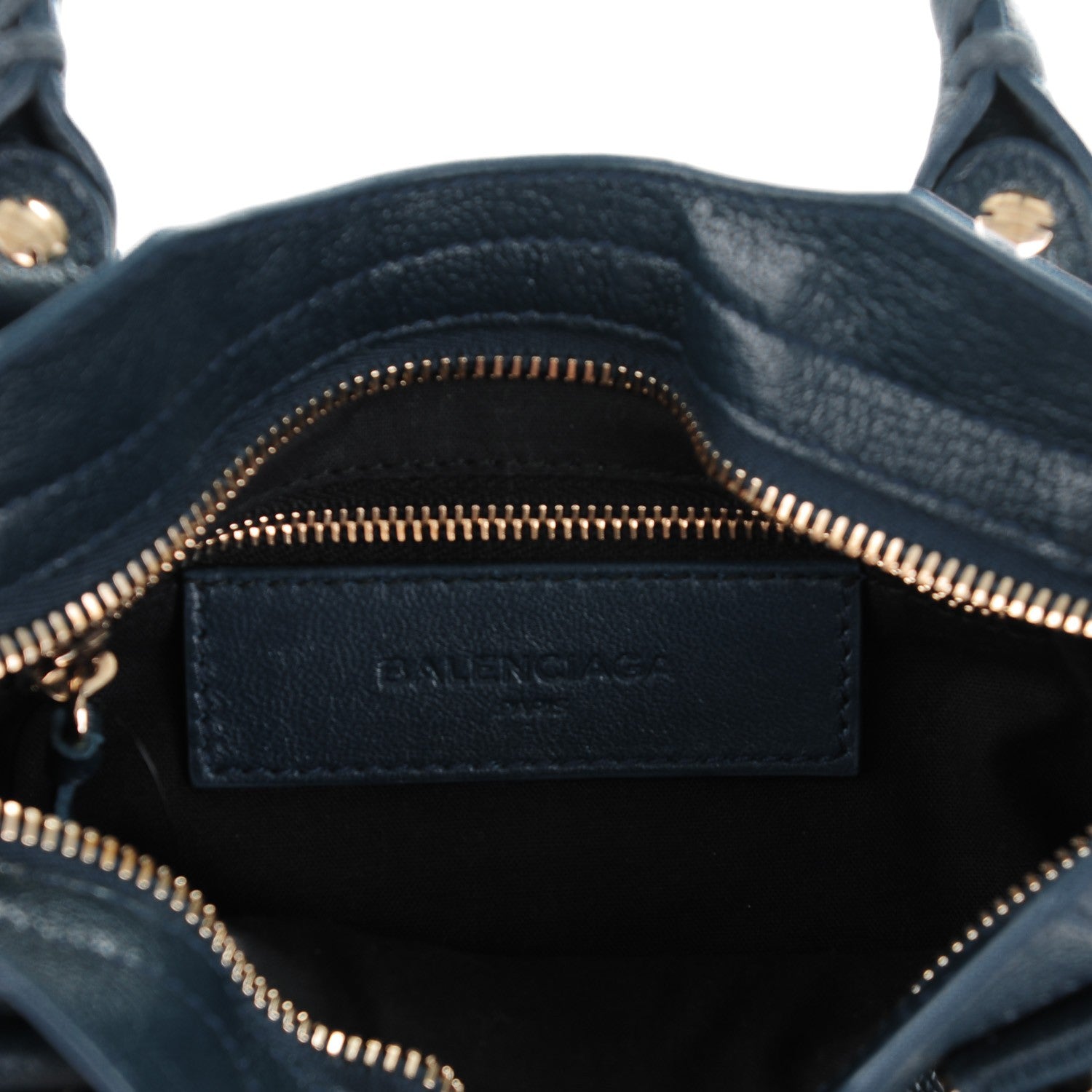 Balenciaga Chevre Gold Metallic Edge Hardware Mini City Bleu Paon 7 of 8