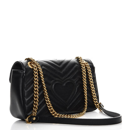 Gucci Calfskin Matelasse Small GG Marmont Shoulder Bag Black 3 of 9