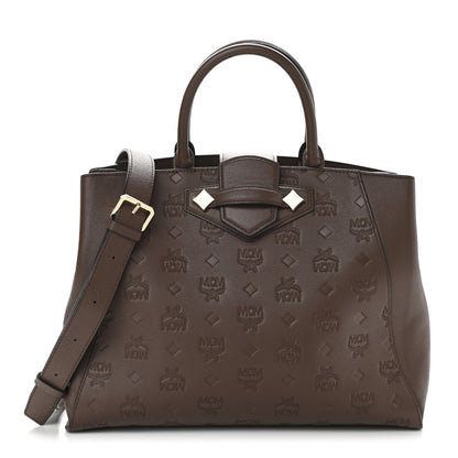 MCM Calfskin Ottomar Monogram Medium Essential Tote Chestnut 1 of 8
