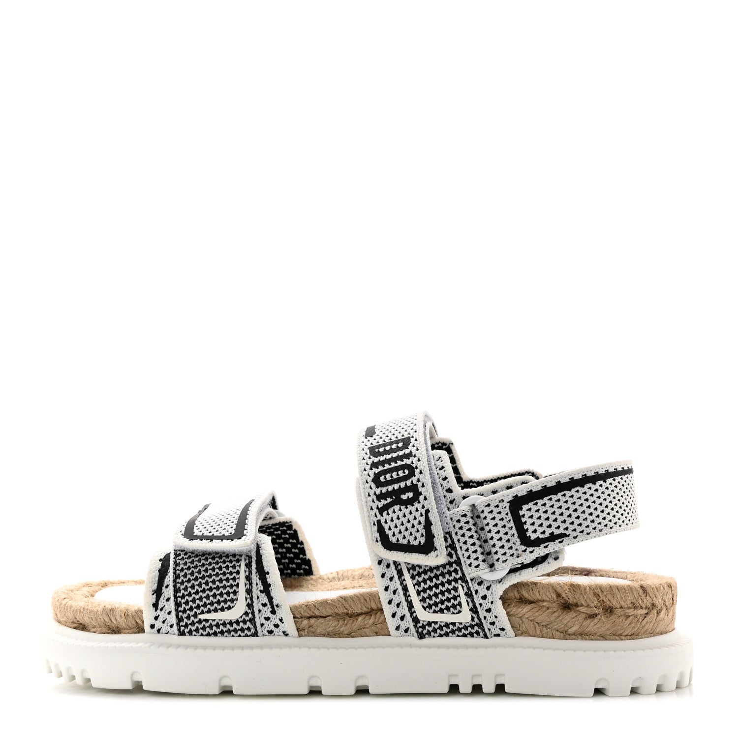 Christian Dior Technical Knit Jute Dioract 10mm Sandals 36 White Black 1 of 11