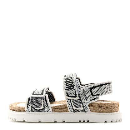 Christian Dior Technical Knit Jute Dioract 10mm Sandals 36 White Black 1 of 11