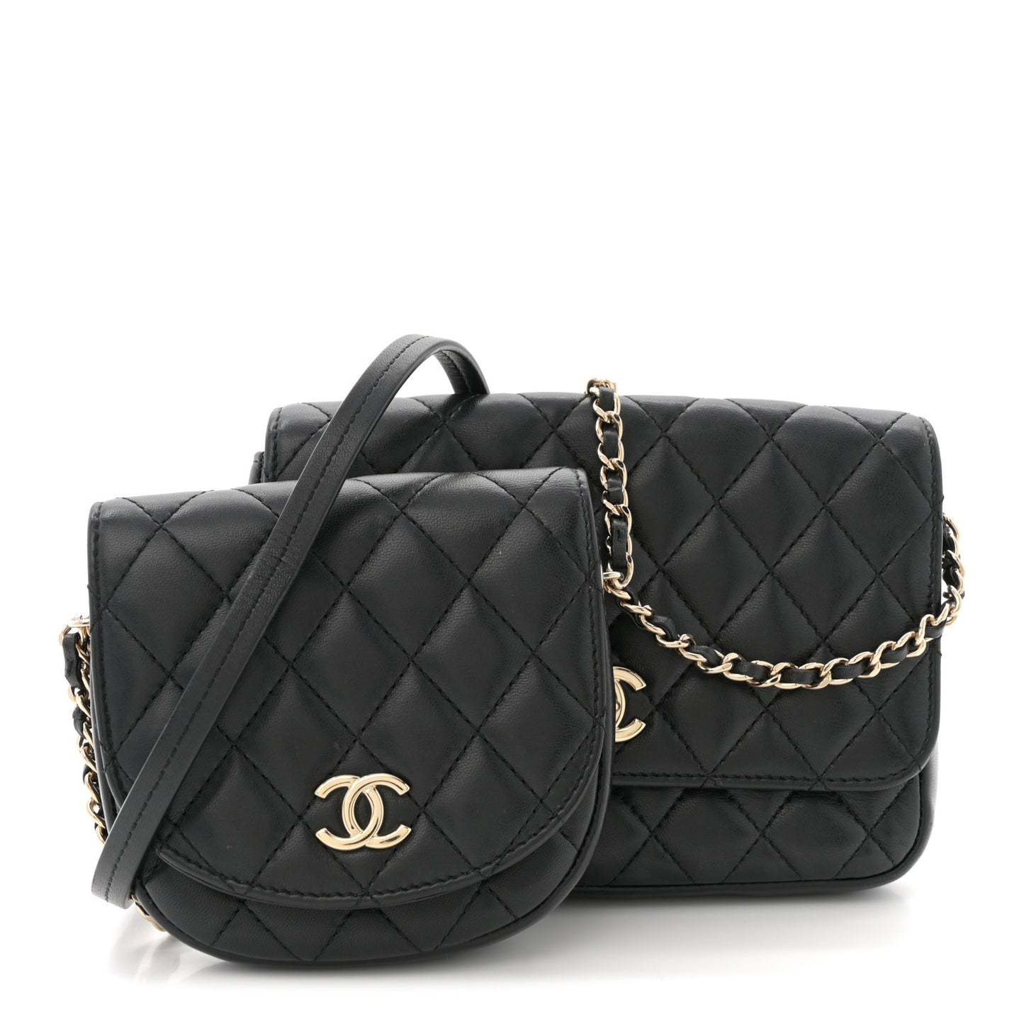 Lambskin Quilted Side Packs Black