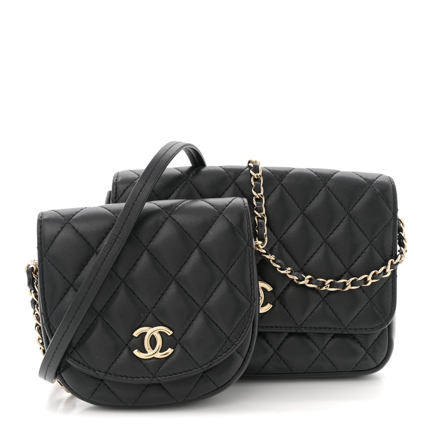 Chanel Lambskin Quilted Side Packs Black 1 of 14