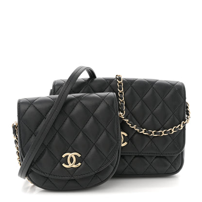 Chanel Lambskin Quilted Side Packs Black 1 of 14