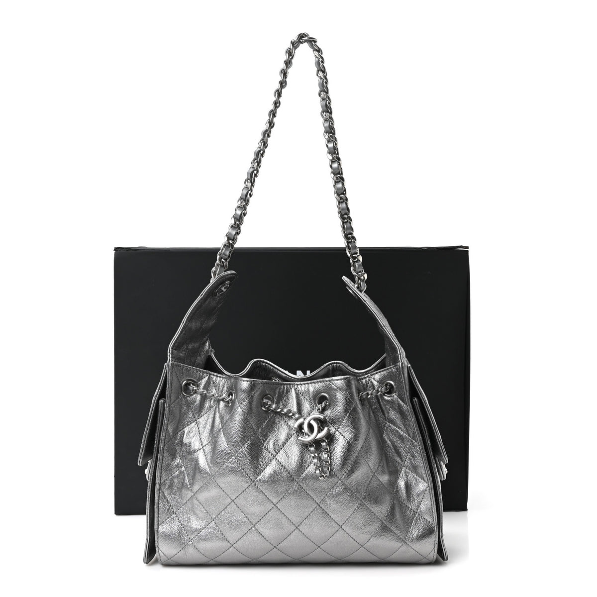 Chanel Metallic Caviar Quilted Small Chanel 25 Handbag Anthracite 11 of 11