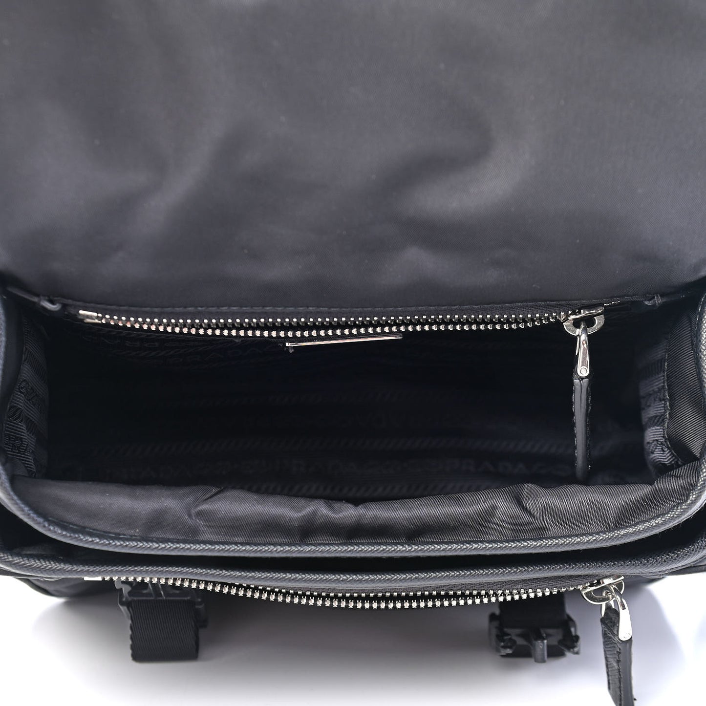 Tessuto Nylon Saffiano Pocket Double Snap Buckle Messenger Shoulder Bag Black
