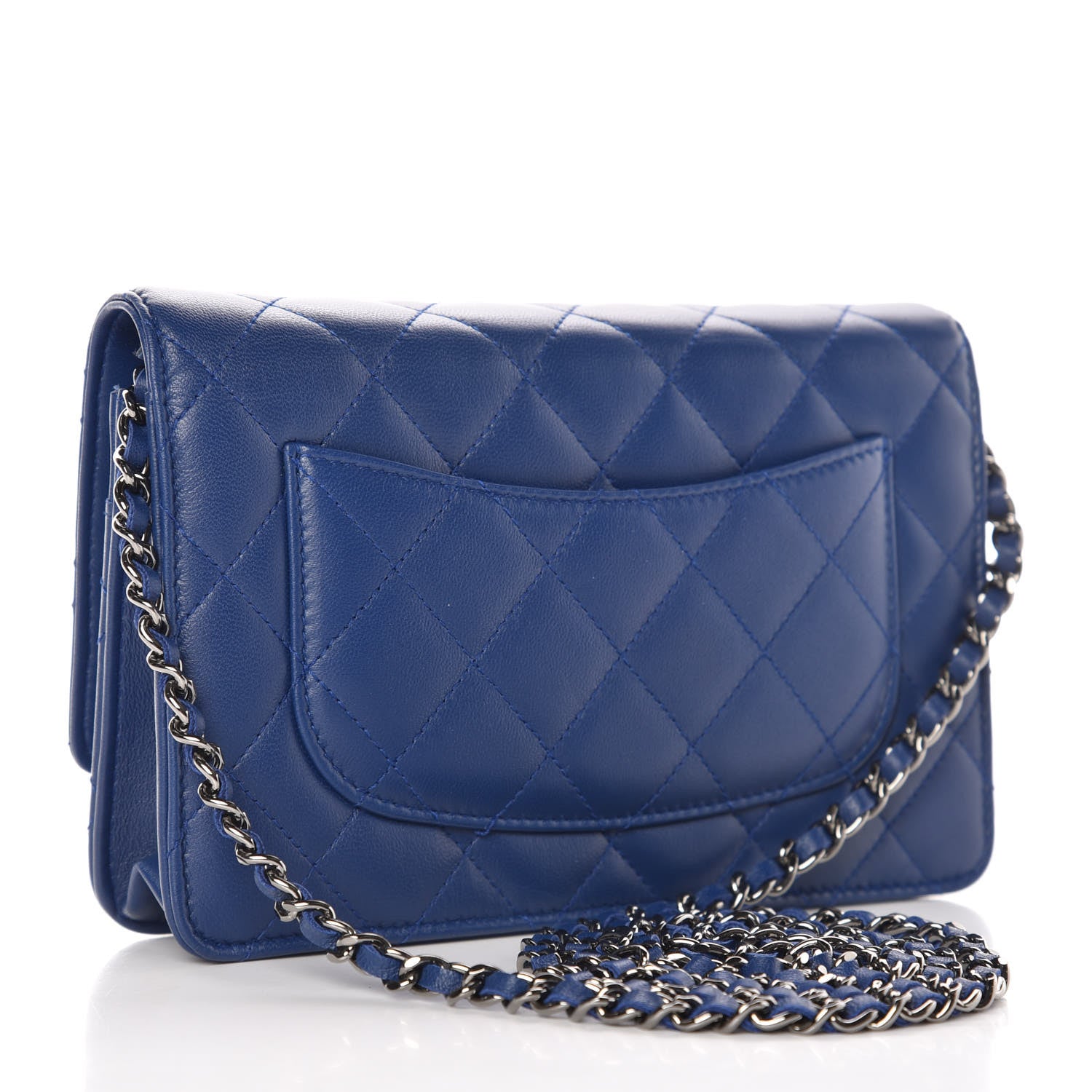 Chanel Lambskin Quilted Wallet On Chain WOC Dark Blue 3 of 11