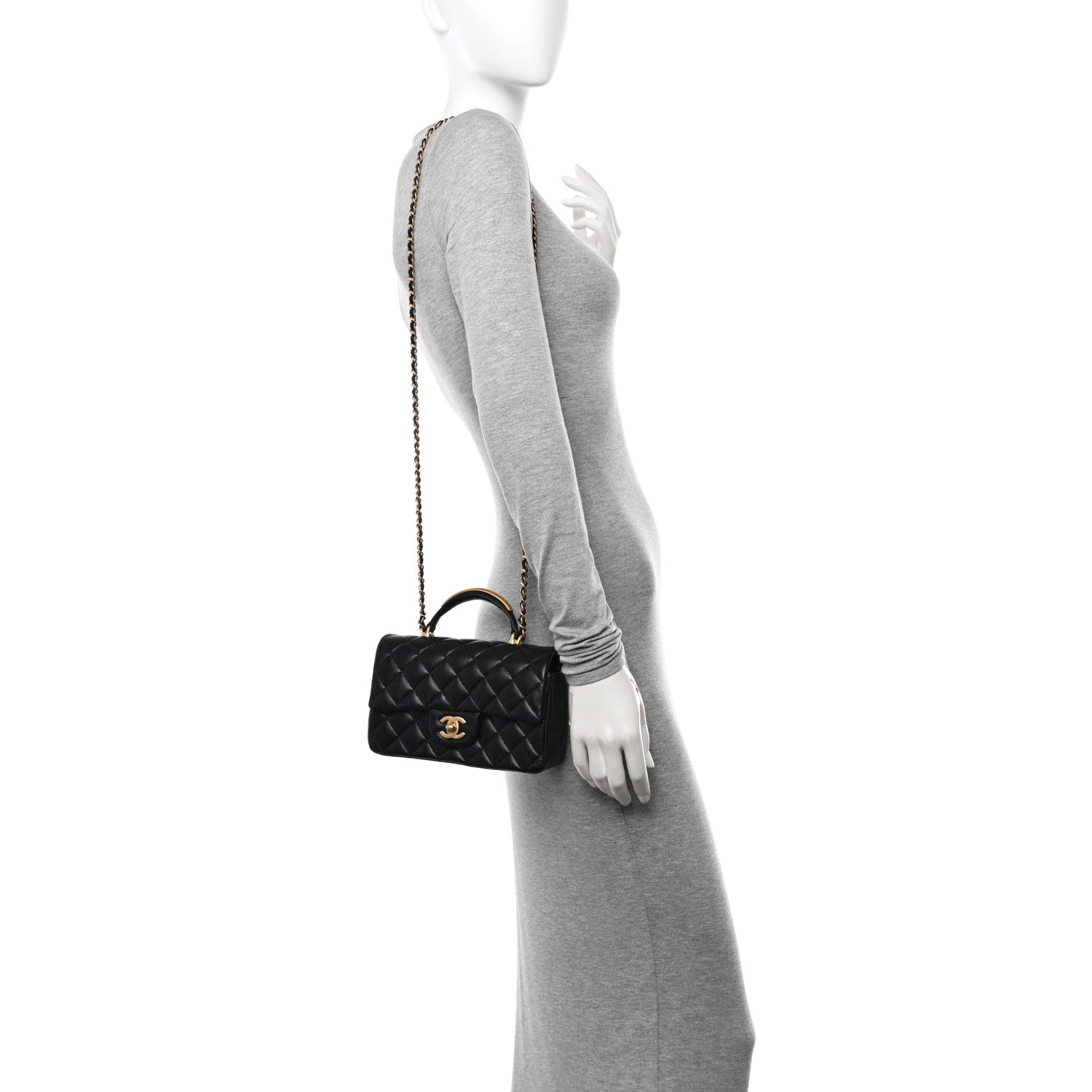 Chanel Lambskin Quilted Metal Mini Top Handle Rectangular Flap Black 2 of 11