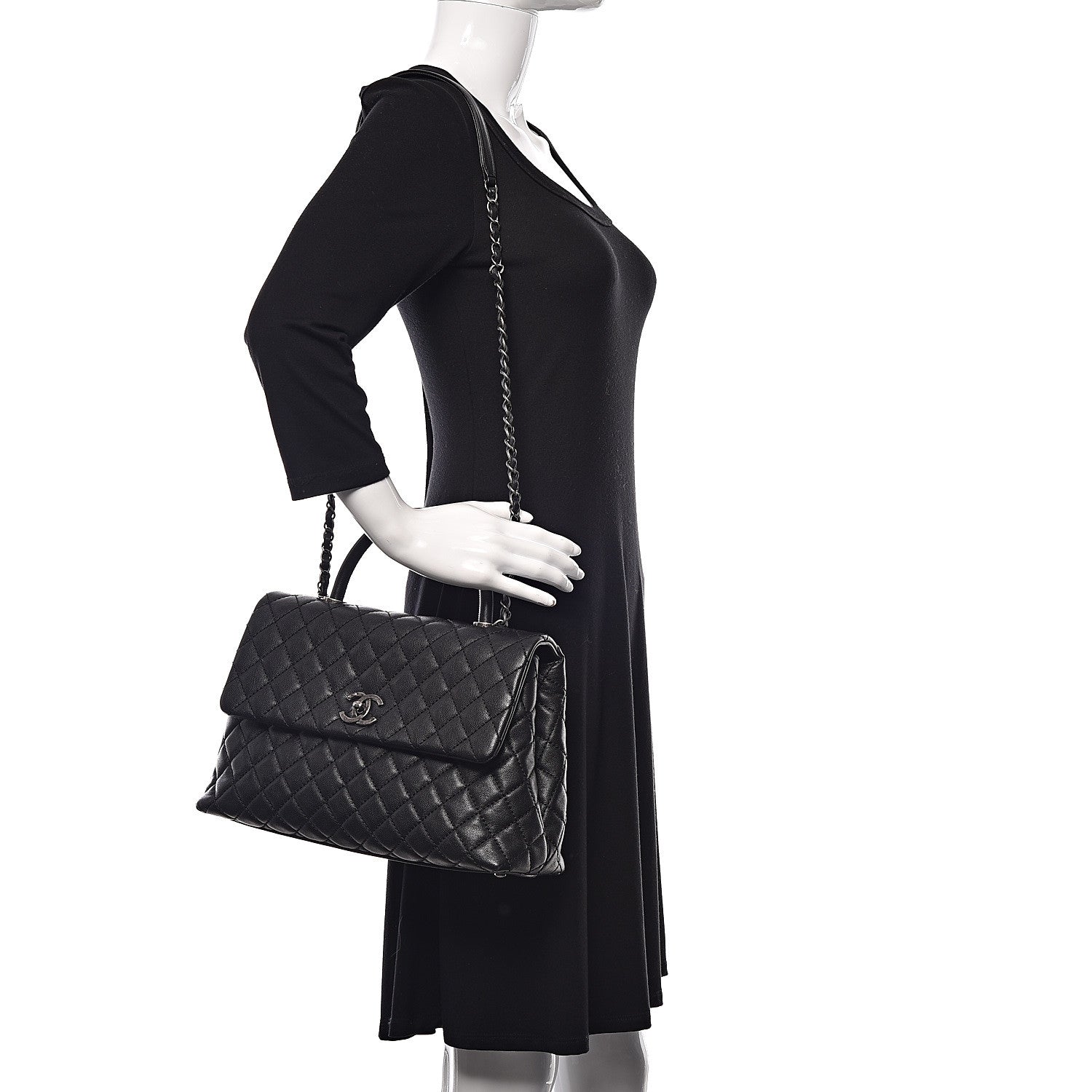 Chanel Caviar Quilted Medium Coco Handle Flap Black 2 of 12