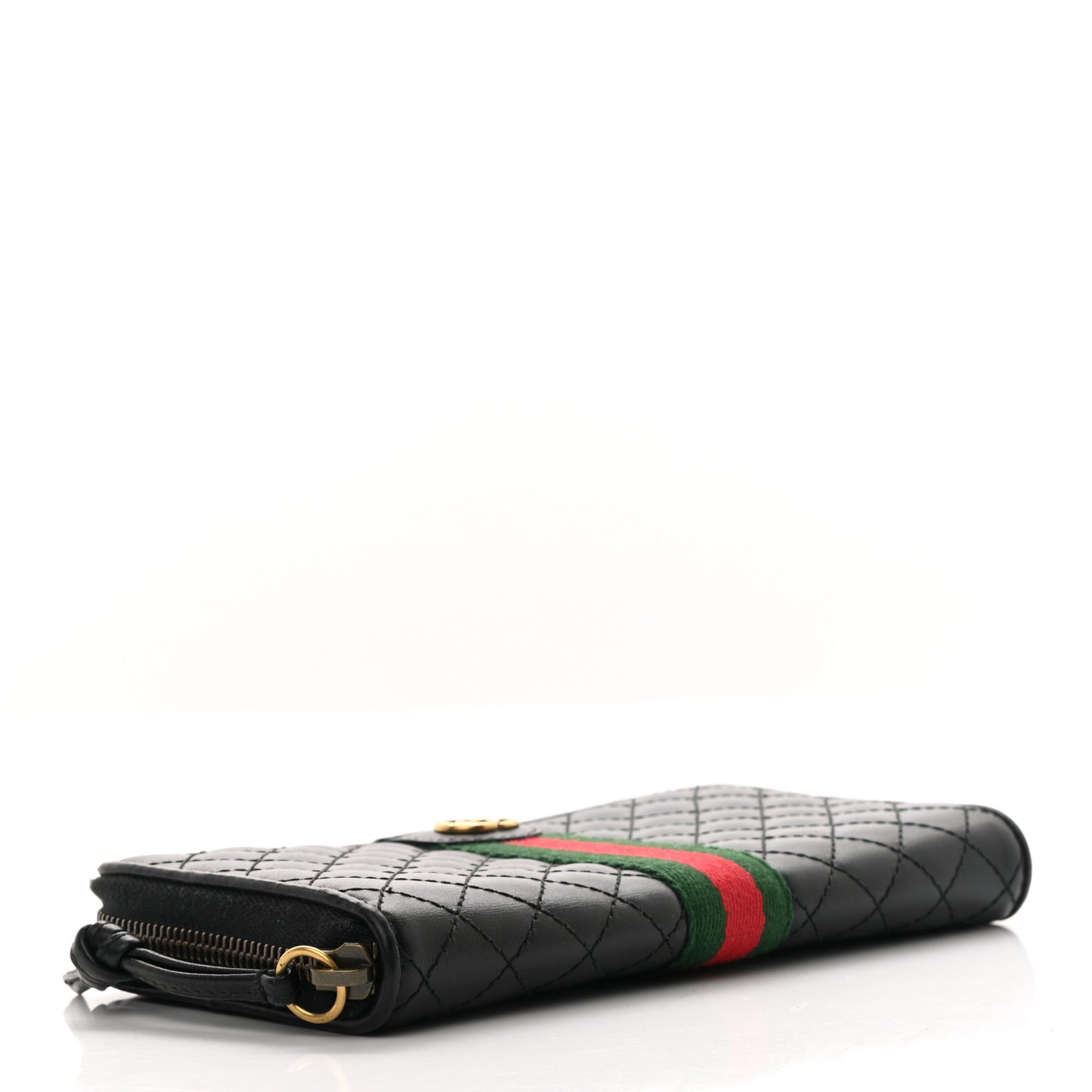 Calfskin Web Trapuntata GG Zip Around Wallet Black