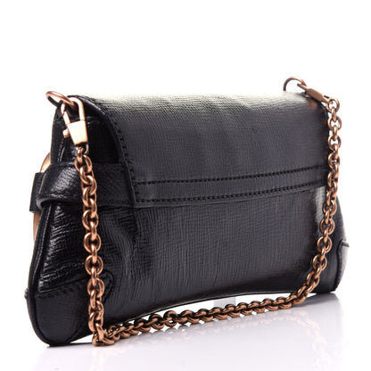 Gucci Textured Calfskin Horsebit Chain Clutch Black 3 of 10