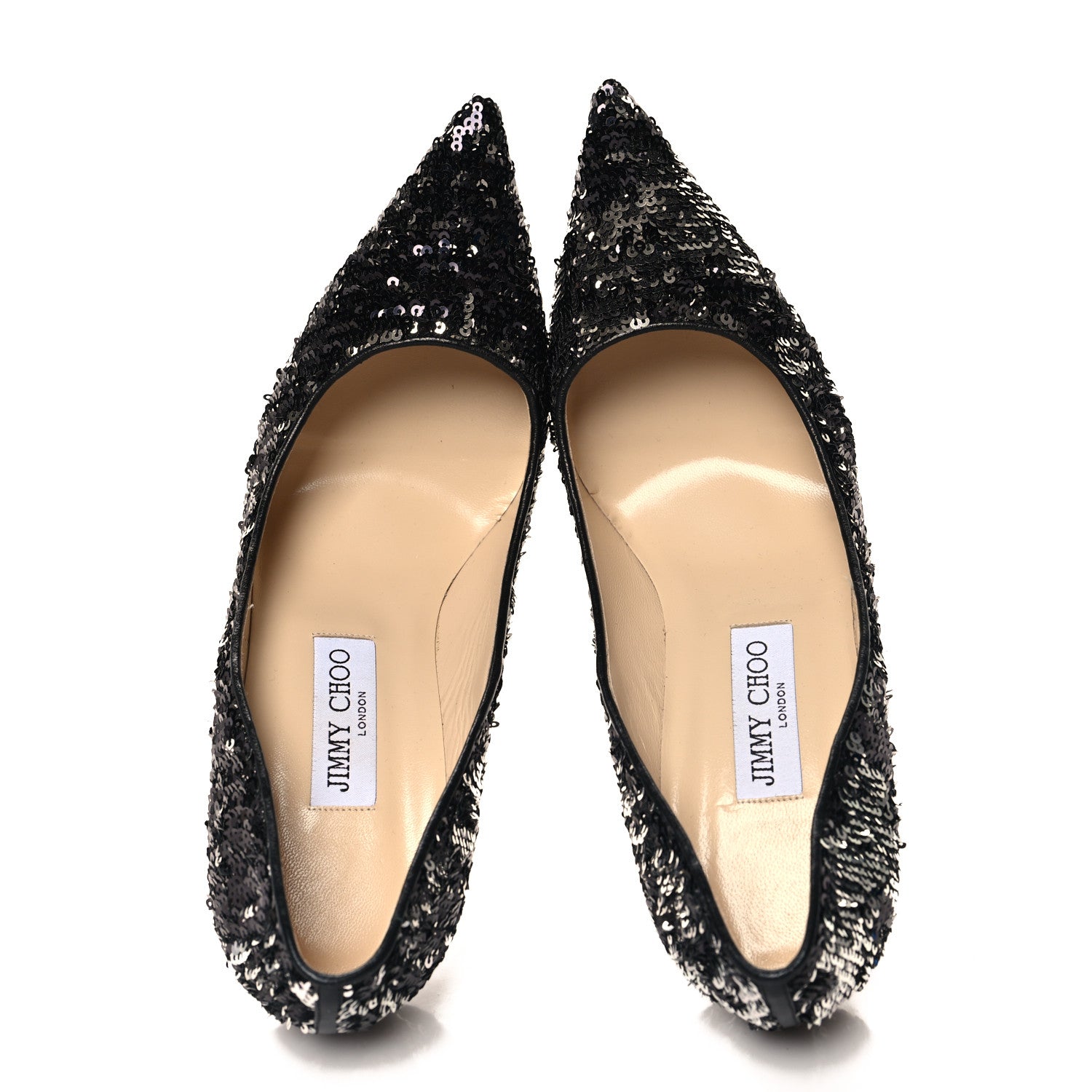 Jimmy Choo Double Face Sequins Abel 100 Pumps 39.5 Black Silver 2 of 8