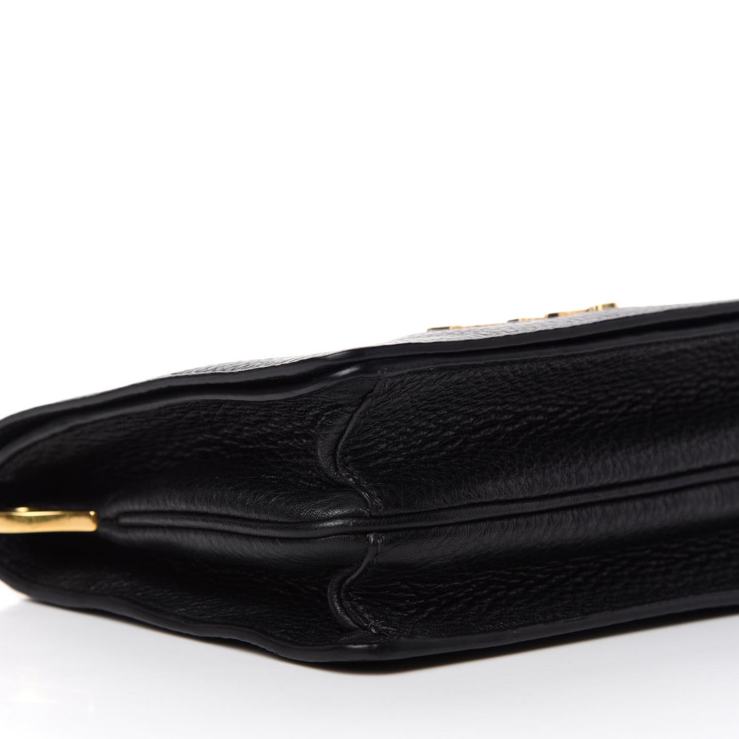 Vitello Daino Double Strap Flap Crossbody Black