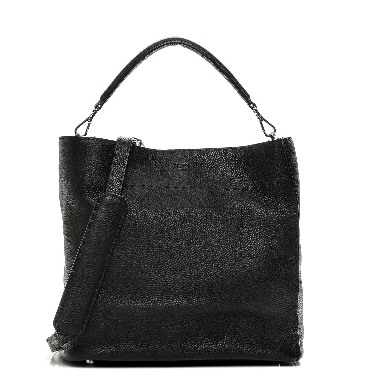 Cuoio Romano Selleria Large Anna Bucket Bag Black