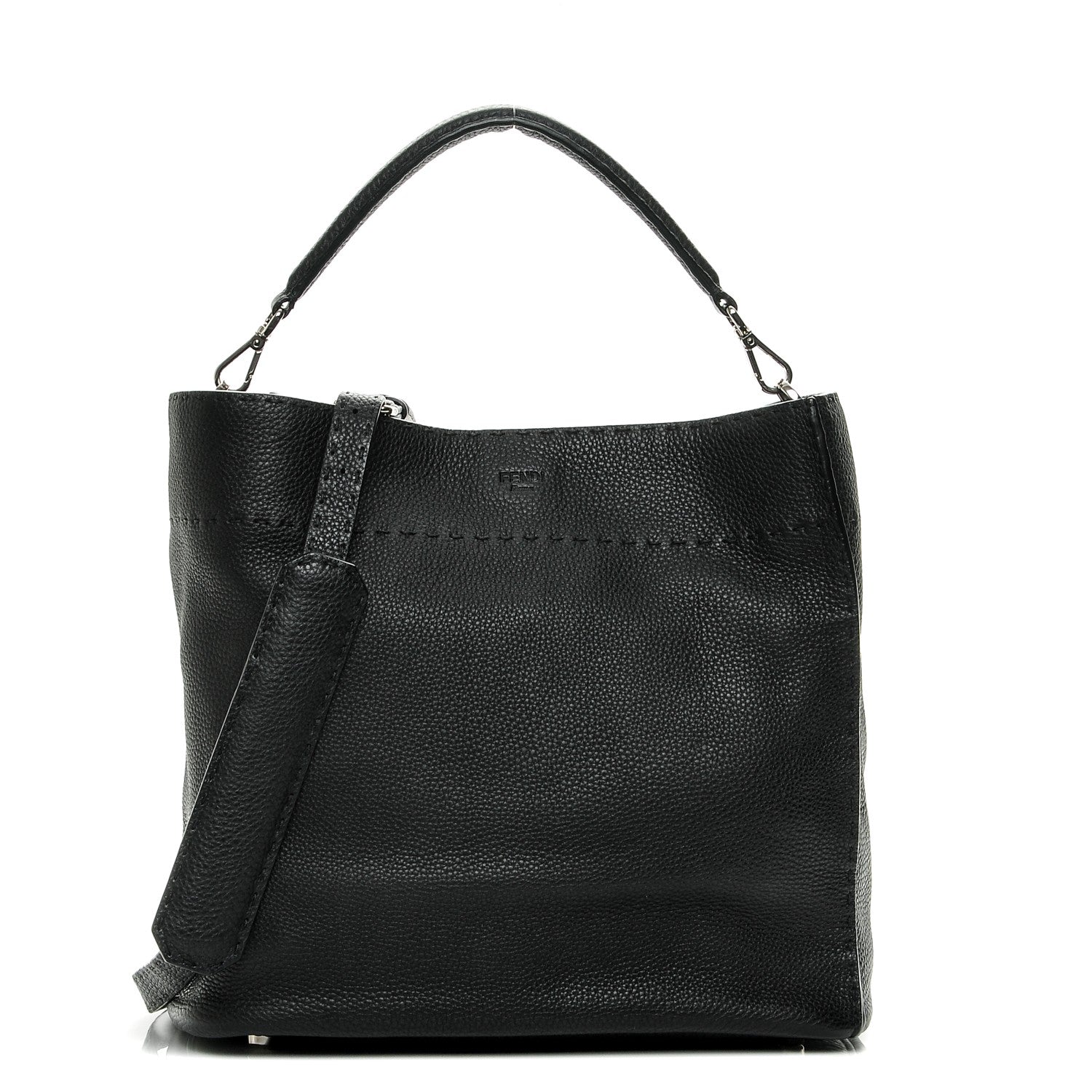 Fendi Cuoio Romano Selleria Large Anna Bucket Bag Black 1 of 6