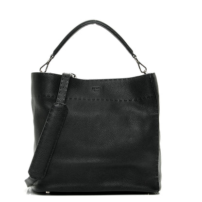 Fendi Cuoio Romano Selleria Large Anna Bucket Bag Black 1 of 6