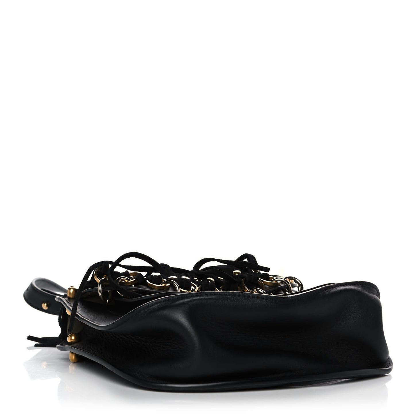 Calfskin Small Hudson Fringe Shoulder Bag Black