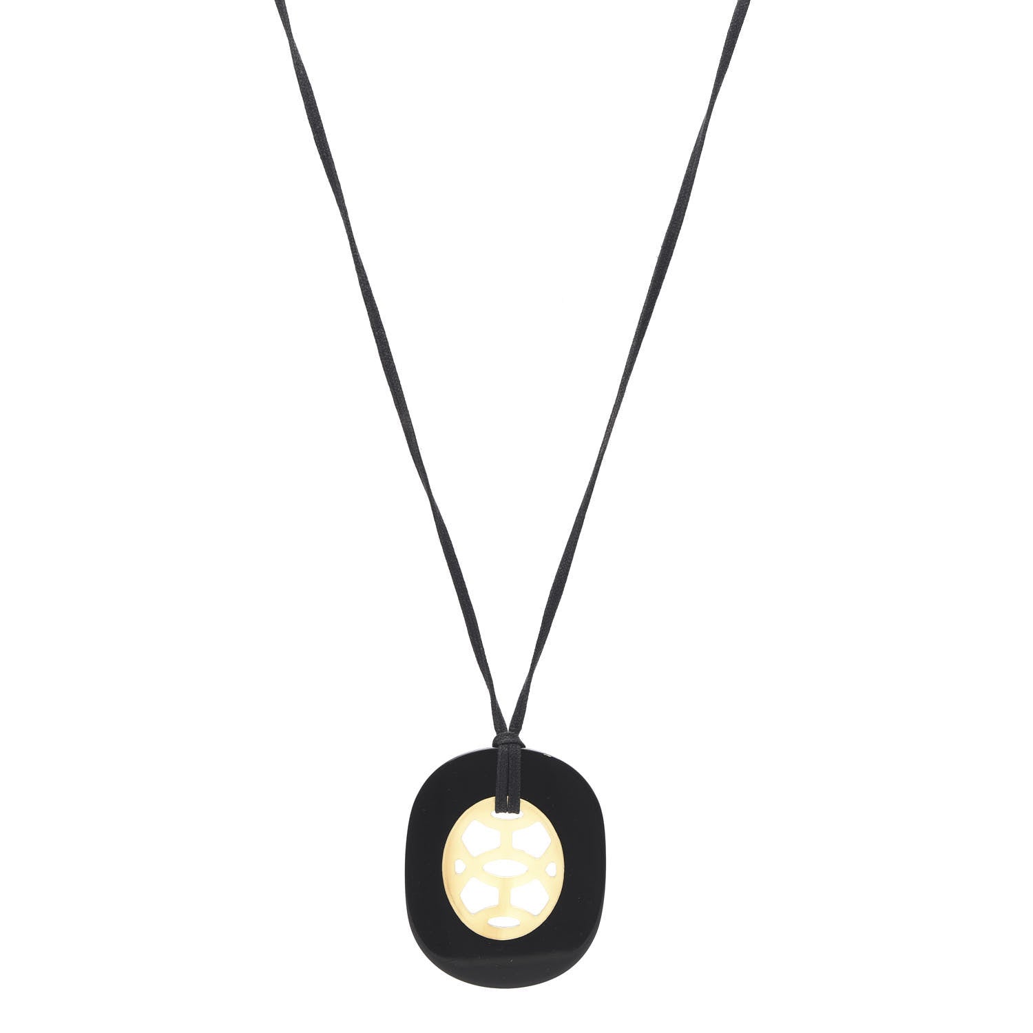 Hermes Buffalo Horn Lacquer Lift Necklace Black 1 of 5
