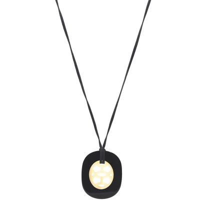 Hermes Buffalo Horn Lacquer Lift Necklace Black 1 of 5