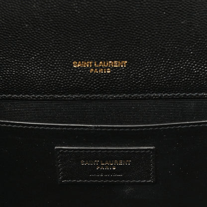 Saint Laurent Grain De Poudre Textured Mixed Matelasse Triquilt Medium Monogram Satchel Black 5 of 8