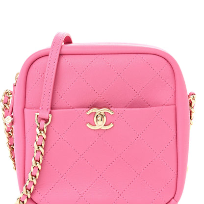 Chanel Goatskin Stitched Casual Trip North South Camera Case Pink 8 of 10