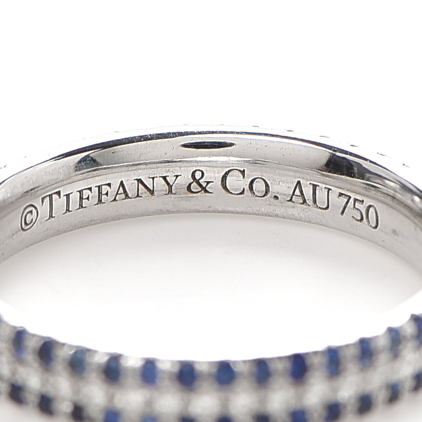 18K White Gold Diamond Blue Sapphire Embrace Ring 49 4.75
