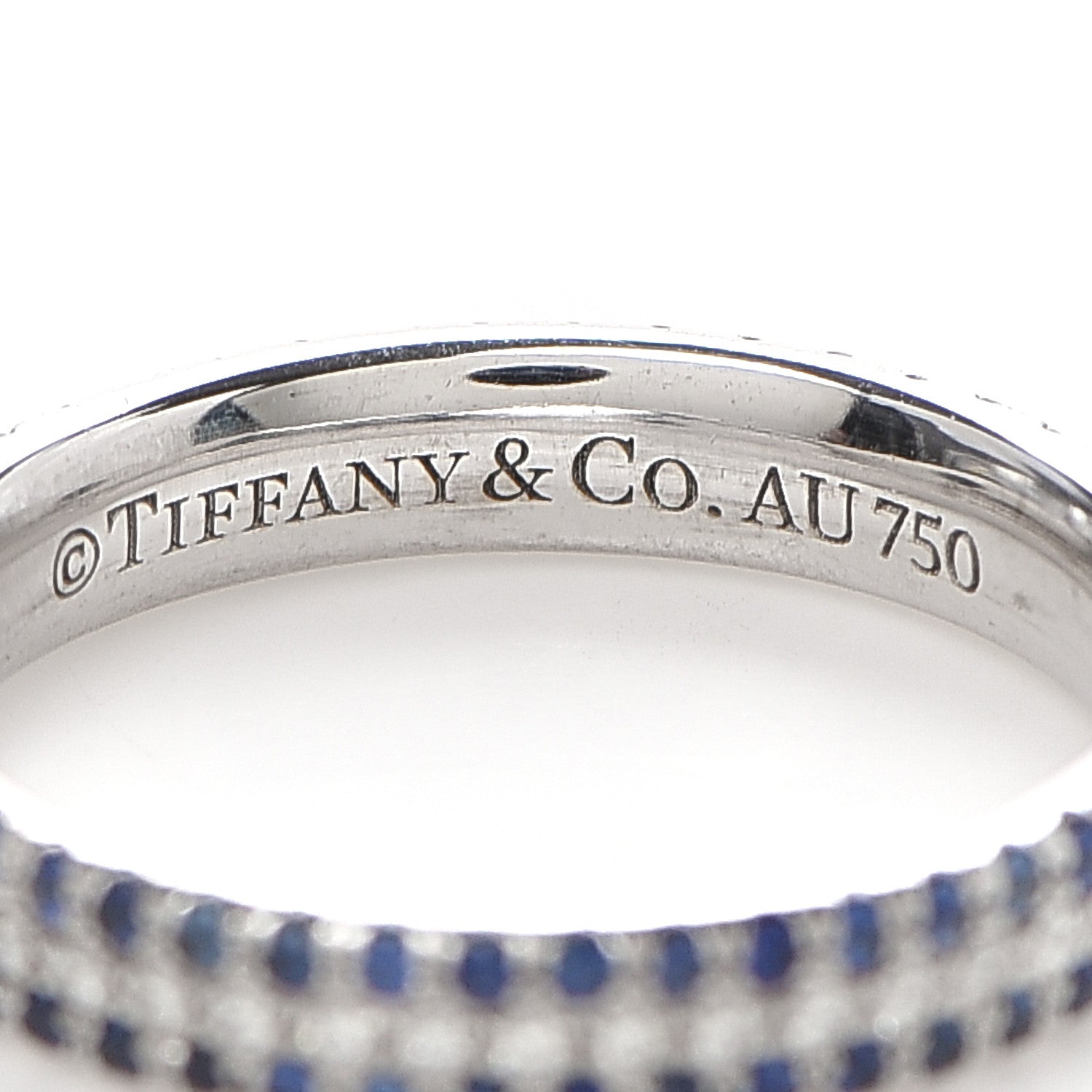 Tiffany 18K White Gold Diamond Blue Sapphire Embrace Ring 49 4.75 4 of 4