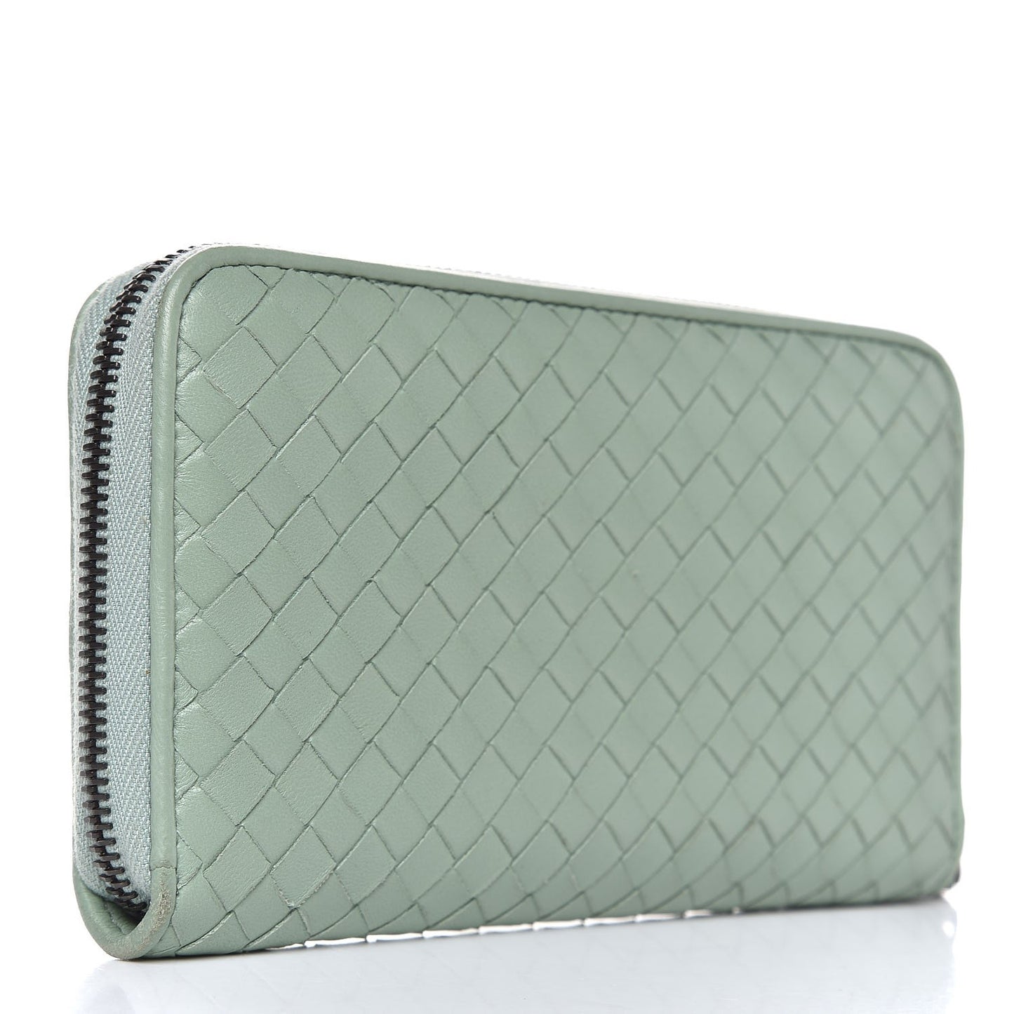 Nappa Intrecciato Zip Around Wallet New Sage