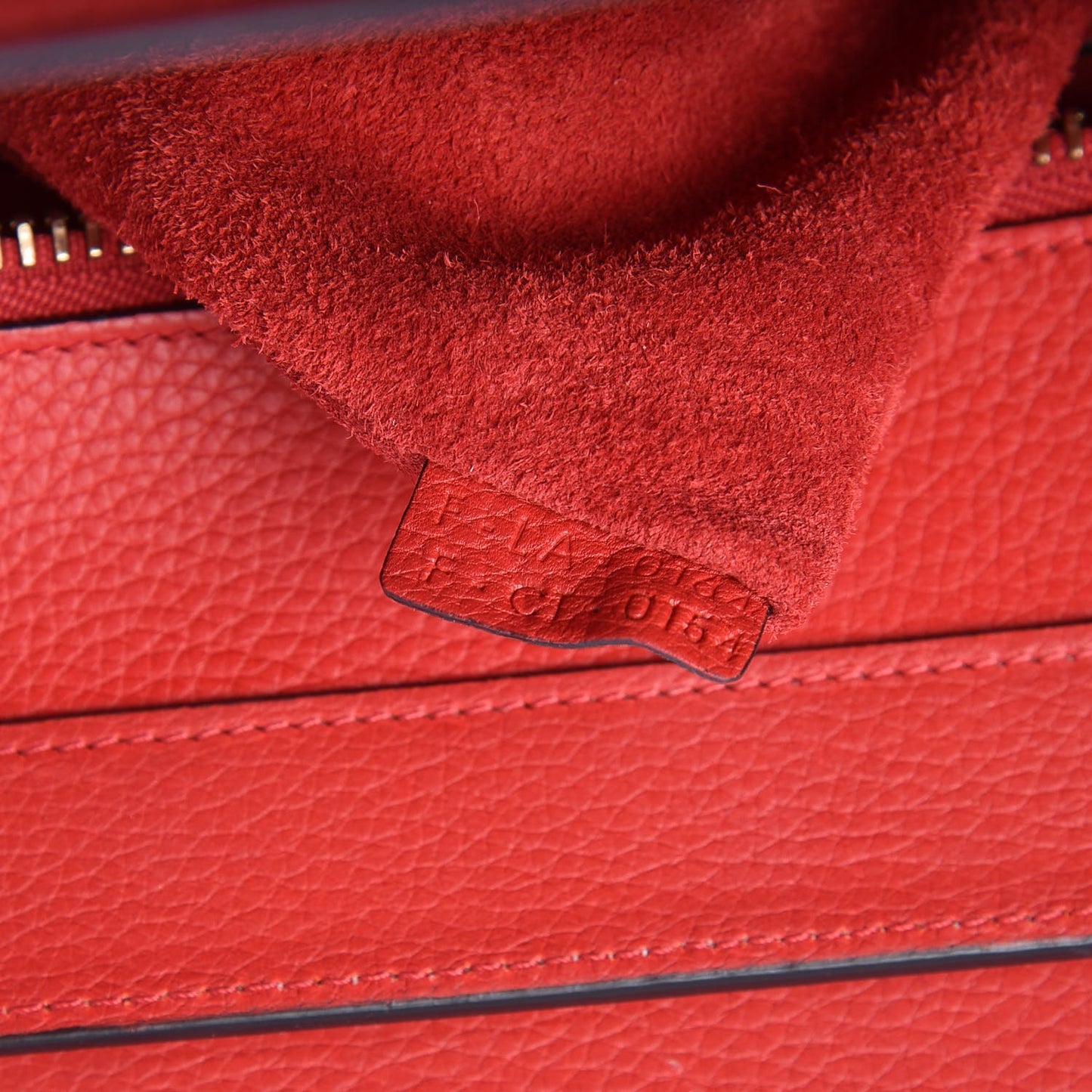 Drummed Calfskin Mini Luggage Coquelicot
