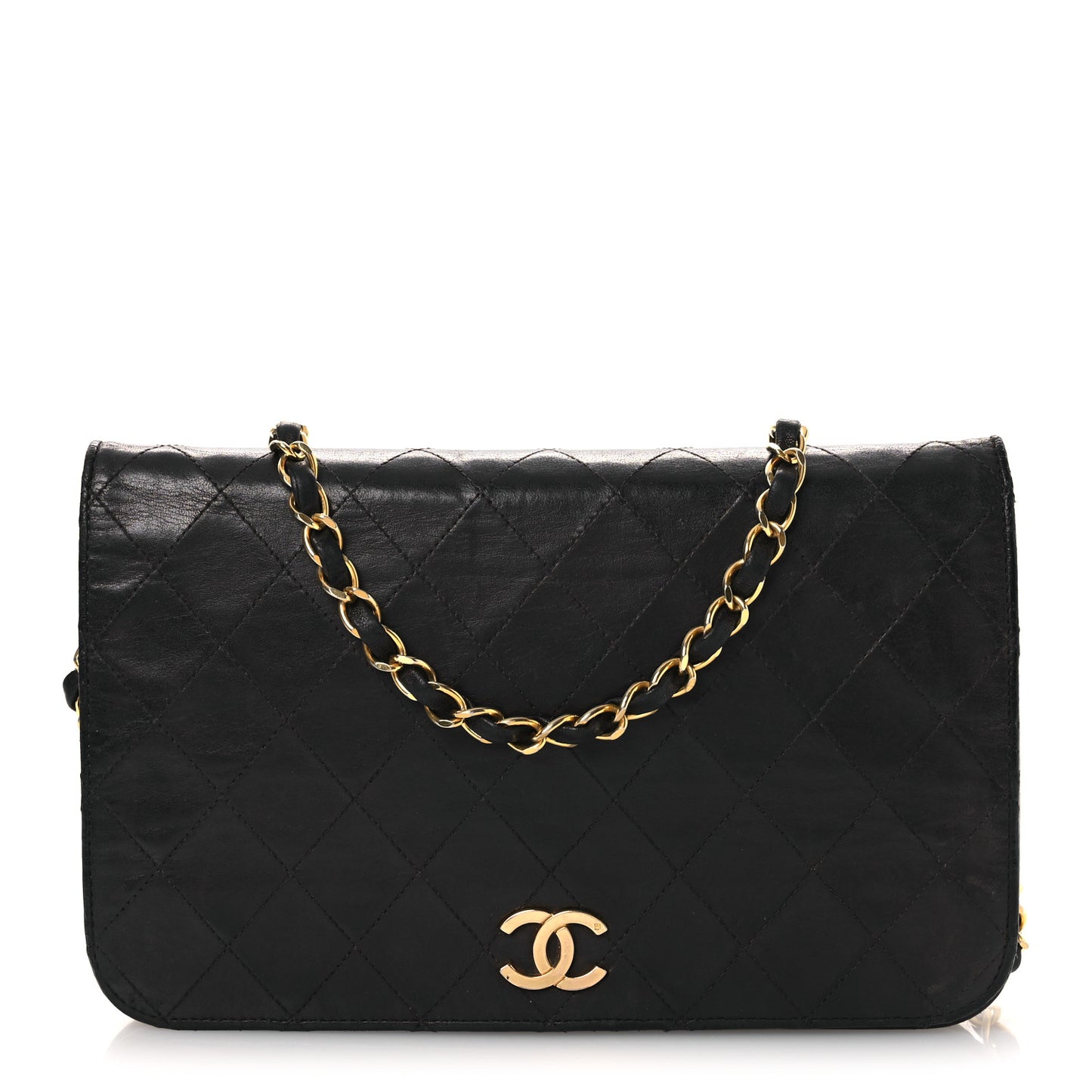 Lambskin Quilted Small Single Flap Bag Black