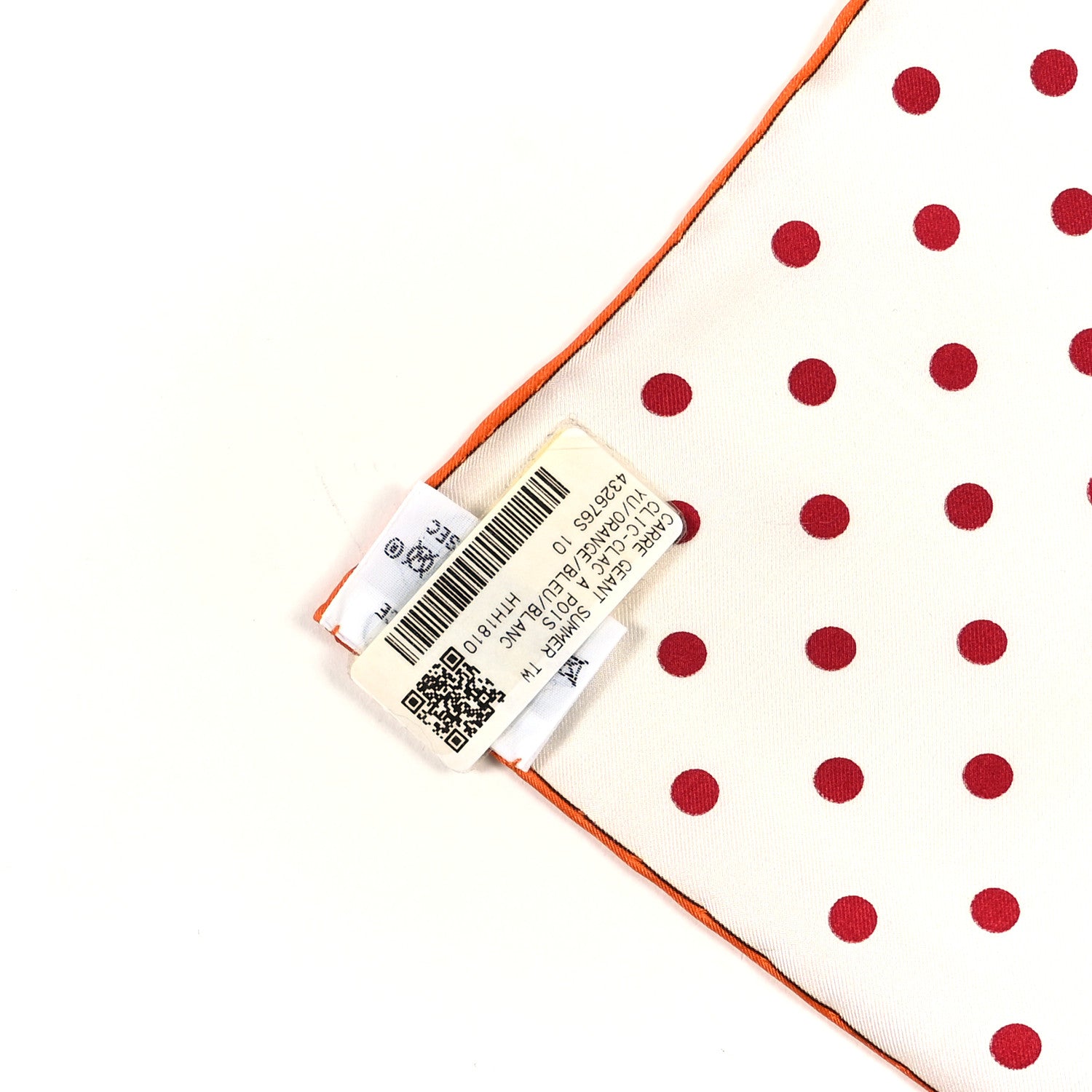 Hermes Silk Clic Clac A Pois Shawl 140 Orange Bleu White 4 of 4