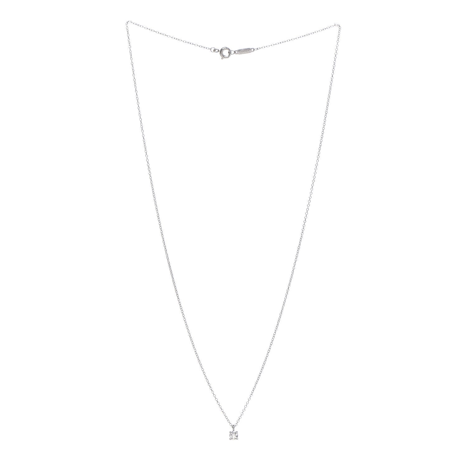 Tiffany Platinum Diamond .18ct Solitaire Pendant Necklace 3 of 6